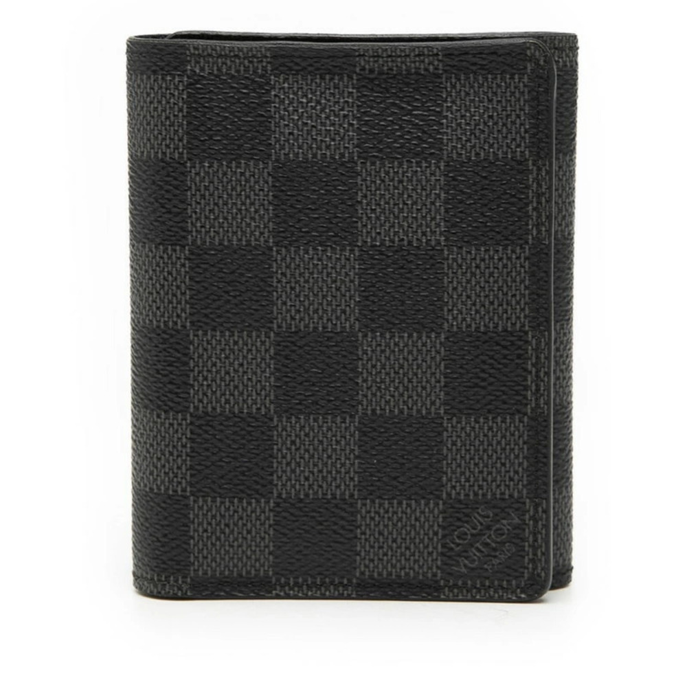 Louis Vuitton Graphite Black Trifold Wallet Billfold Card Black Leather